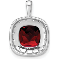 14K White Gold 10mm Cushion Garnet and Diamond Halo Pendant - 5.62 Carat Total Garnet Weight by Lumare Gioia