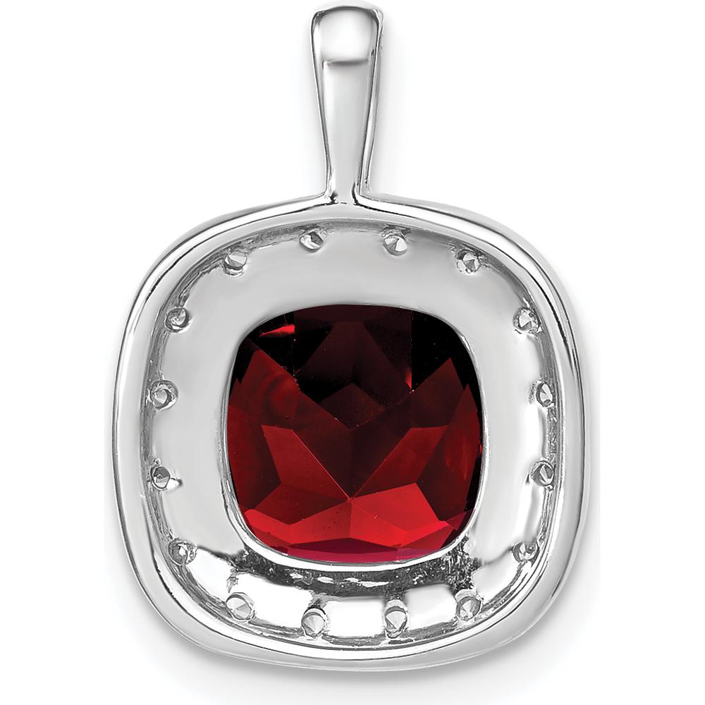 14K White Gold 10mm Cushion Garnet and Diamond Halo Pendant - 5.62 Carat Total Garnet Weight by Lumare Gioia