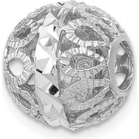 14K White Gold 10mm Diamond-Cut Filigree Ball Pendant with Rhodium Plating by 0