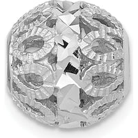 14K White Gold 10mm Diamond-Cut Filigree Ball Pendant with Rhodium Plating by 0