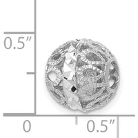 14K White Gold 10mm Diamond-Cut Filigree Ball Pendant with Rhodium Plating by 0