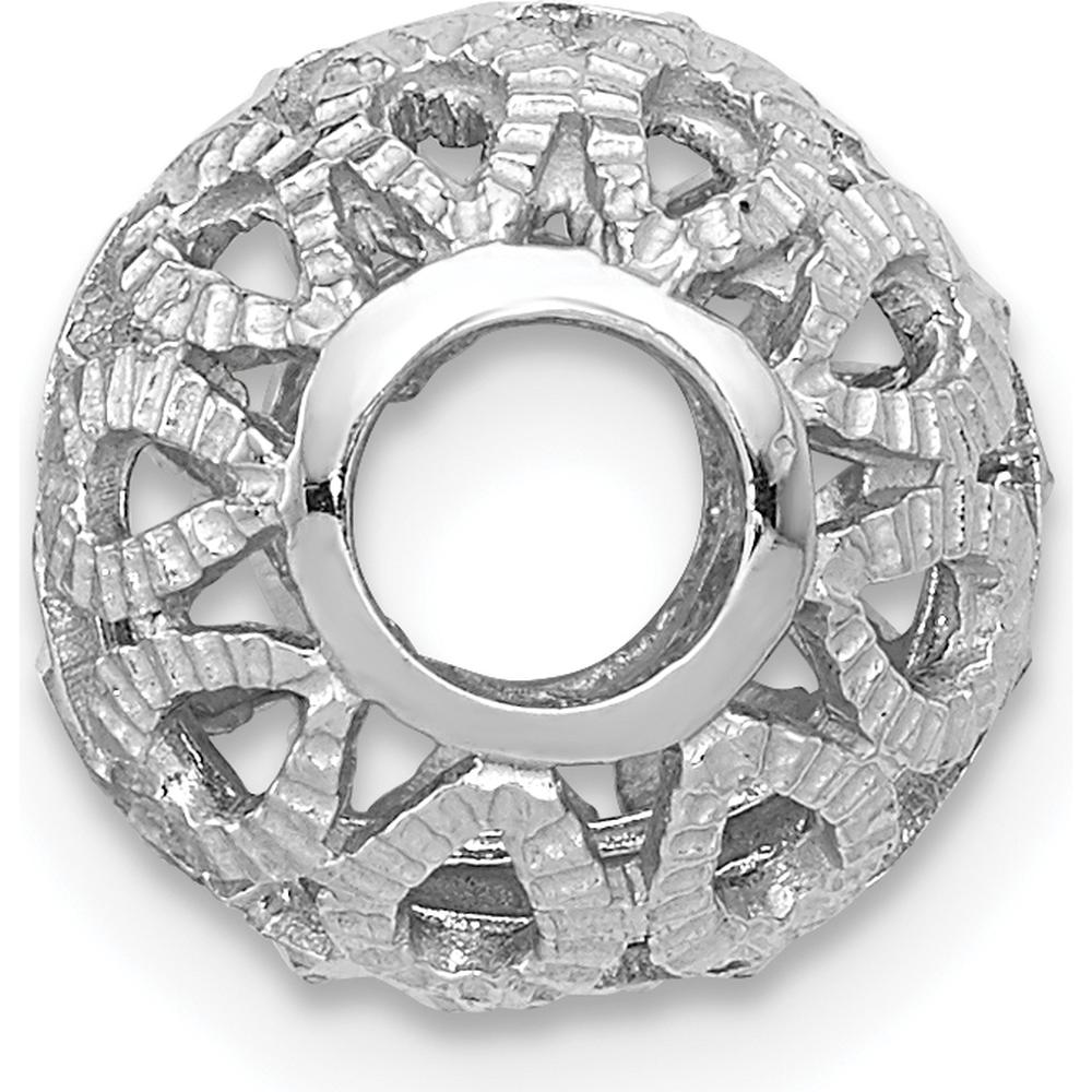 14K White Gold 10mm Diamond-Cut Filigree Ball Pendant with Rhodium Plating by 0
