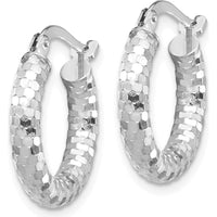 14K White Gold 10mm Diamond-Cut Small Hoop Earrings with Polished Rhodium Finish by 0