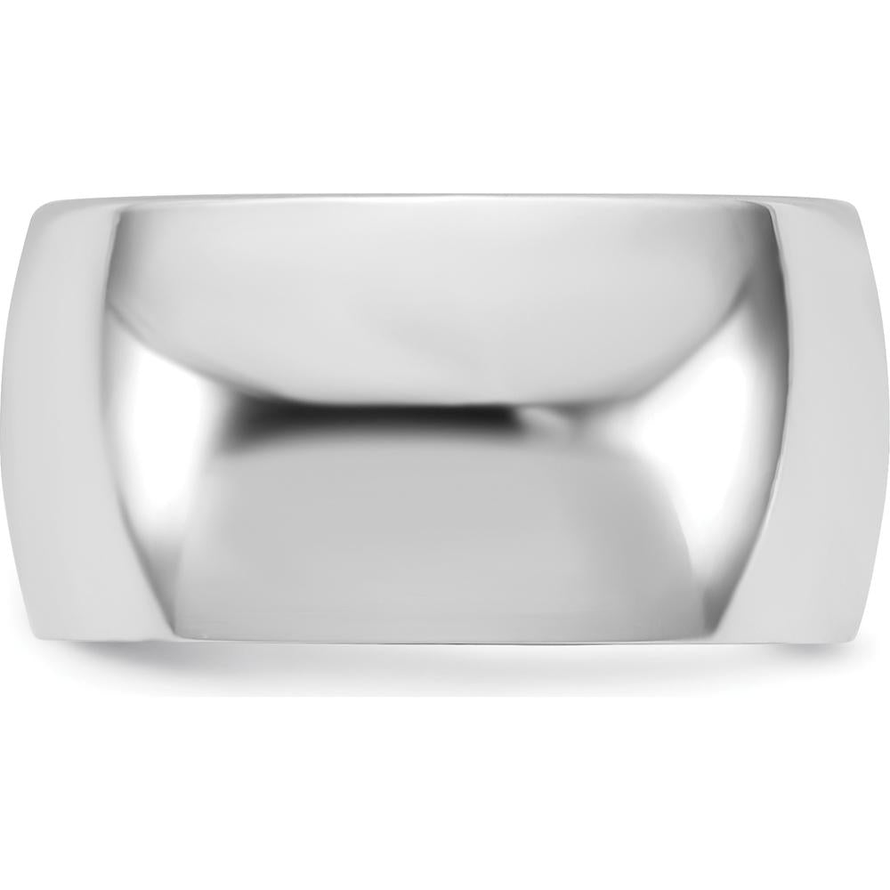 14K White Gold 10mm Domed Comfort Fit Wedding Band with Rhodium Plating by 0