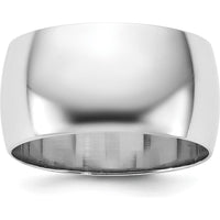 14K White Gold 10mm Domed Half Round Band with Polished Finish - Size 7 by Luciano & Cie