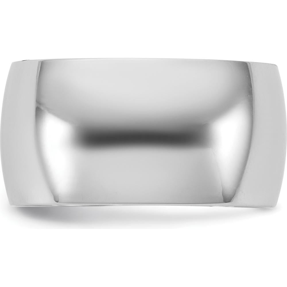 14K White Gold 10mm Domed Polished Half Round Wedding Band - Engravable, Unisex Size 6 by Luciano & Cie