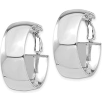 14K White Gold 10mm High Polished Large Hoop Earrings with Omega Back Closure by Oro Pregiato