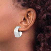 14K White Gold 10mm High Polished Large Hoop Earrings with Omega Back Closure by Oro Pregiato