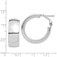 14K White Gold 10mm High Polished Large Hoop Earrings with Omega Back Closure by Oro Pregiato