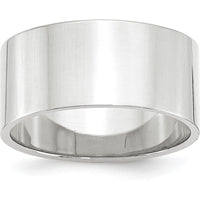 14K White Gold 10mm Lightweight Flat Wedding Band - Size 6.5-6.75 by Luciano & Cie