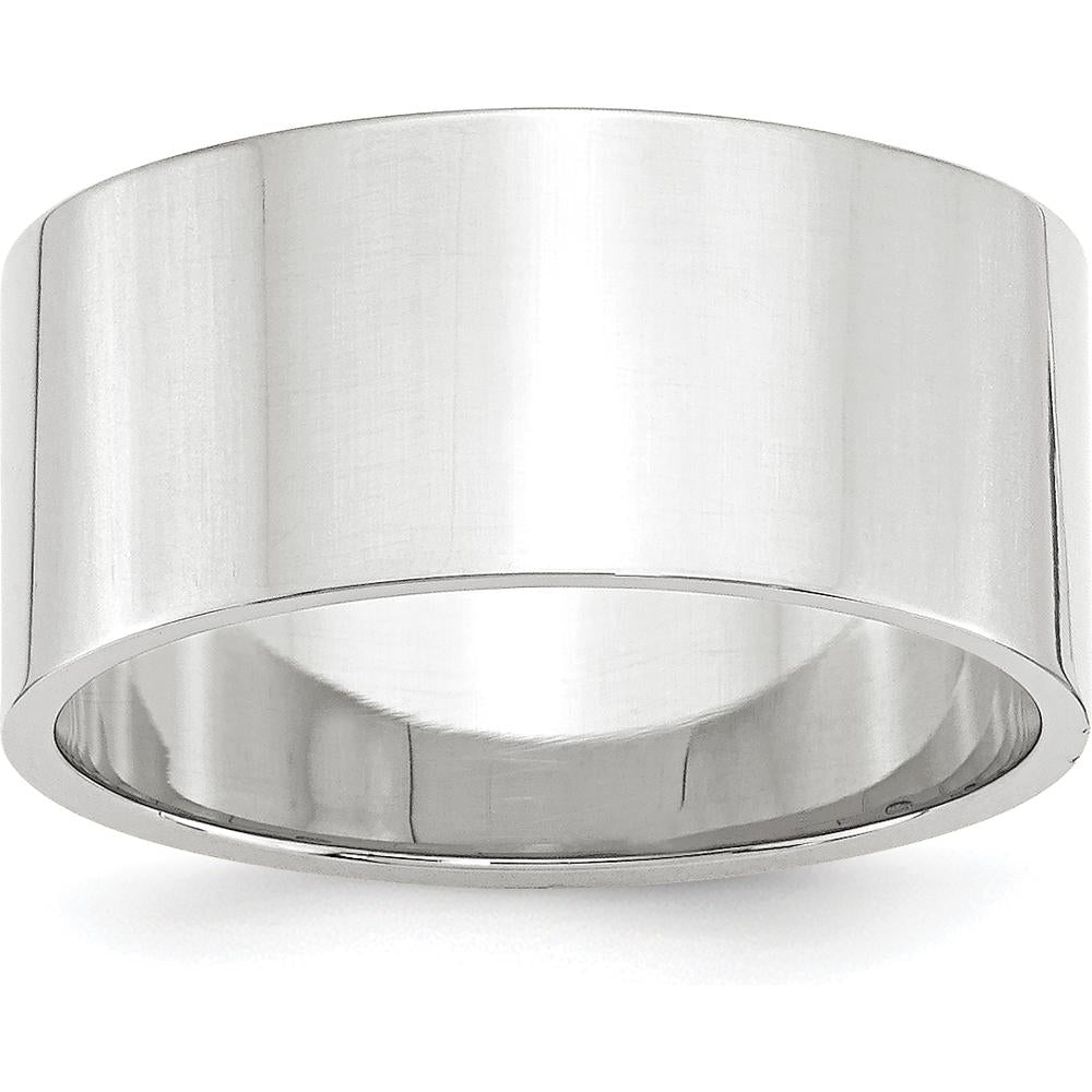 14K White Gold 10mm Lightweight Flat Wedding Band - Size 6.5-6.75 by Luciano & Cie