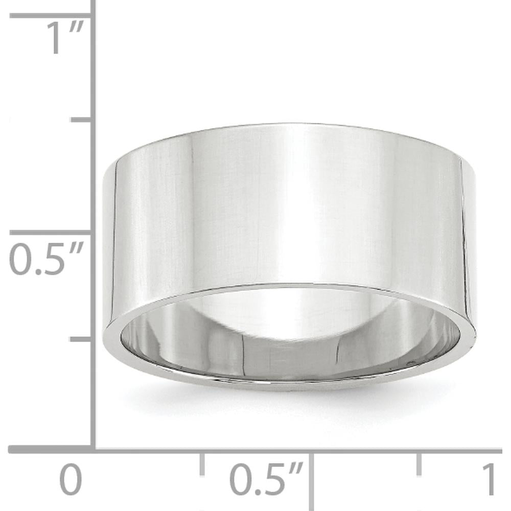 14K White Gold 10mm Lightweight Flat Wedding Band - Size 6.5-6.75 by Luciano & Cie