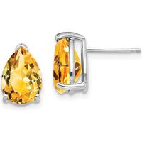 14K White Gold 10x7mm Pear Citrine Earrings - 1.75 Carat Total Gem Weight by Monteluci Fine Jewelry