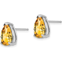 14K White Gold 10x7mm Pear Citrine Earrings - 1.75 Carat Total Gem Weight by Monteluci Fine Jewelry