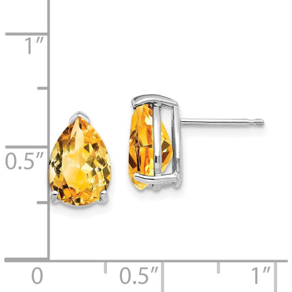 14K White Gold 10x7mm Pear Citrine Earrings - 1.75 Carat Total Gem Weight by Monteluci Fine Jewelry
