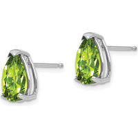 14K White Gold 10x7mm Pear Peridot Earrings - 1.90 Carat Total Peridot Weight by Monteluci Fine Jewelry