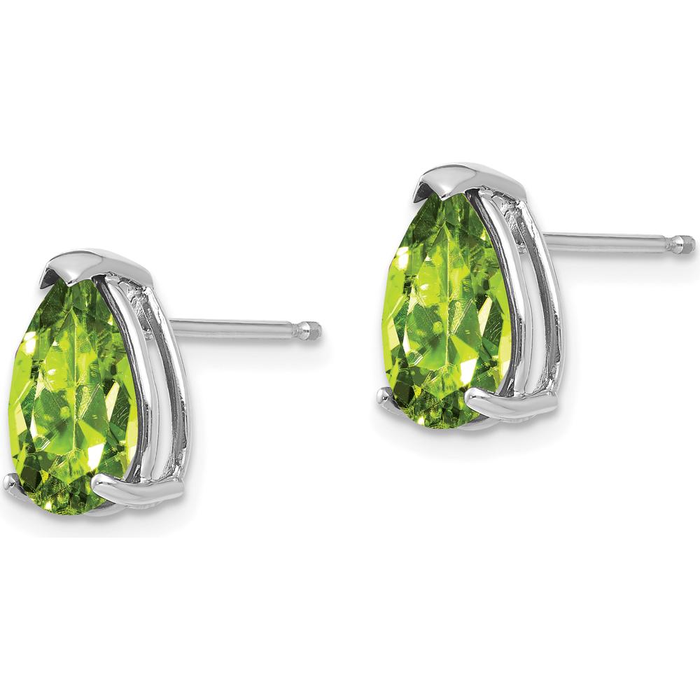 14K White Gold 10x7mm Pear Peridot Earrings - 1.90 Carat Total Peridot Weight by Monteluci Fine Jewelry