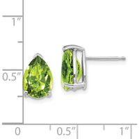 14K White Gold 10x7mm Pear Peridot Earrings - 1.90 Carat Total Peridot Weight by Monteluci Fine Jewelry