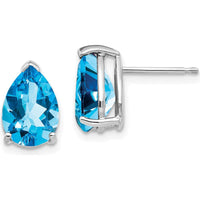 14K White Gold 10x7mm Pear Swiss Blue Topaz Stud Earrings - 2.25 Carat Total Topaz Weight by Monteluci Fine Jewelry