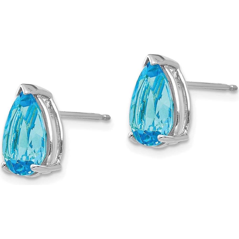 14K White Gold 10x7mm Pear Swiss Blue Topaz Stud Earrings - 2.25 Carat Total Topaz Weight by Monteluci Fine Jewelry