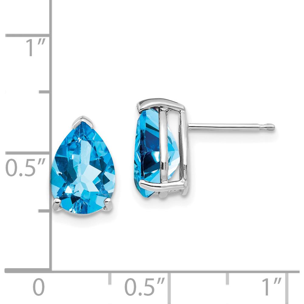 14K White Gold 10x7mm Pear Swiss Blue Topaz Stud Earrings - 2.25 Carat Total Topaz Weight by Monteluci Fine Jewelry