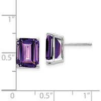 14K White Gold 10x8 Emerald Cut Amethyst Stud Earrings - 3 Carat Total Gem Weight by Monteluci Fine Jewelry