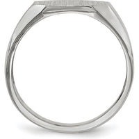 14K White Gold 11.0x11.0mm Satin Finish Men's Signet Ring with Rhodium Plating by 0