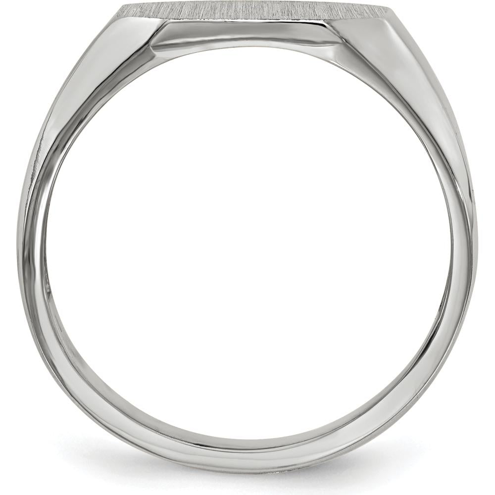 14K White Gold 11.0x11.0mm Satin Finish Men's Signet Ring with Rhodium Plating by 0