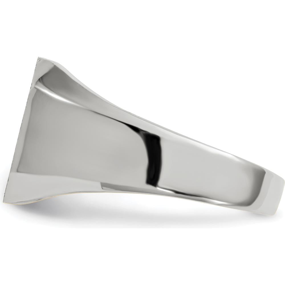 14K White Gold 11.0x11.0mm Satin Finish Men's Signet Ring with Rhodium Plating by 0