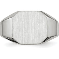 14K White Gold 11.0x11.0mm Satin Finish Men's Signet Ring with Rhodium Plating by 0