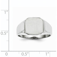 14K White Gold 11.0x11.0mm Satin Finish Men's Signet Ring with Rhodium Plating by 0