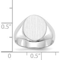 14K White Gold 11.0x13.0mm Closed Back Signet Ring with Brushed Satin Finish - Engravable, Unisex, Polished Design by 0
