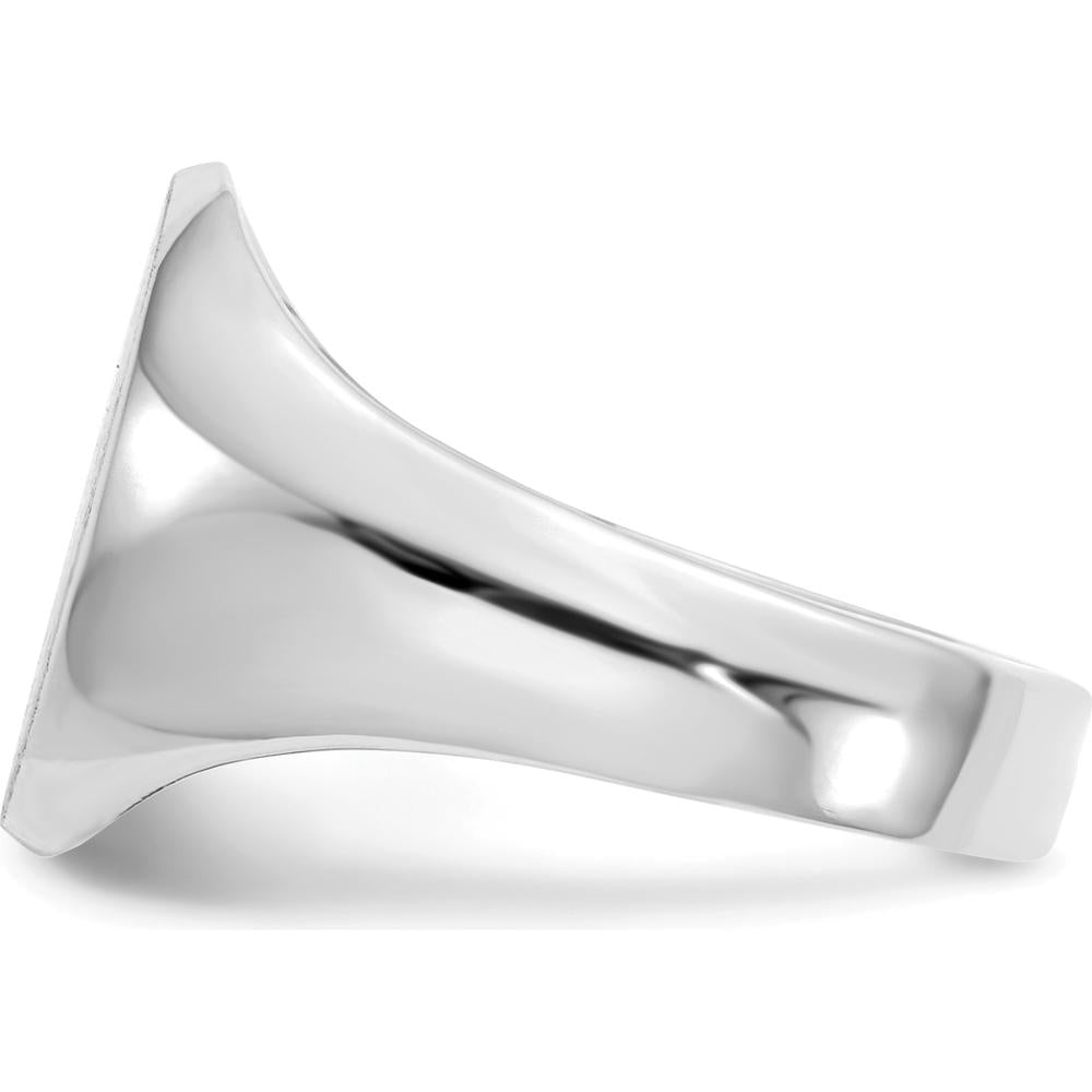 14K White Gold 11.0x13.0mm Closed Back Signet Ring with Brushed Satin Finish - Engravable, Unisex, Polished Design by 0