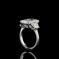 14K White Gold 11.31 Carat Three Stone Ring with Radiant Cut Lab Diamond and Trapezoid Side Stones - E-F Color VVS2 Clarity IGI Certified - Covaloro Fine Jewelry