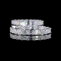 14K White Gold 11.56 Carat Emerald Cut Lab Diamond East-West Hoop Earrings with E-F VS Clarity - 34 Stones Total - Covaloro Fine Jewelry
