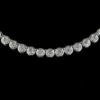 14K White Gold 115-Stone Tennis Necklace with Bezel-Set Round Lab Diamonds - 6.78 Carats Total Diamond Weight - Covaloro Fine Jewelry