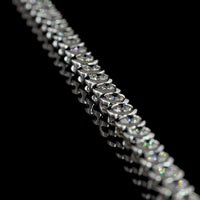 14K White Gold 115-Stone Tennis Necklace with Bezel-Set Round Lab Diamonds - 6.78 Carats Total Diamond Weight - Covaloro Fine Jewelry