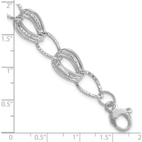 14K White Gold 11mm Hollow Fancy Link Bracelet with Rhodium Plating - 7.5" Plus 1" Extender by 0