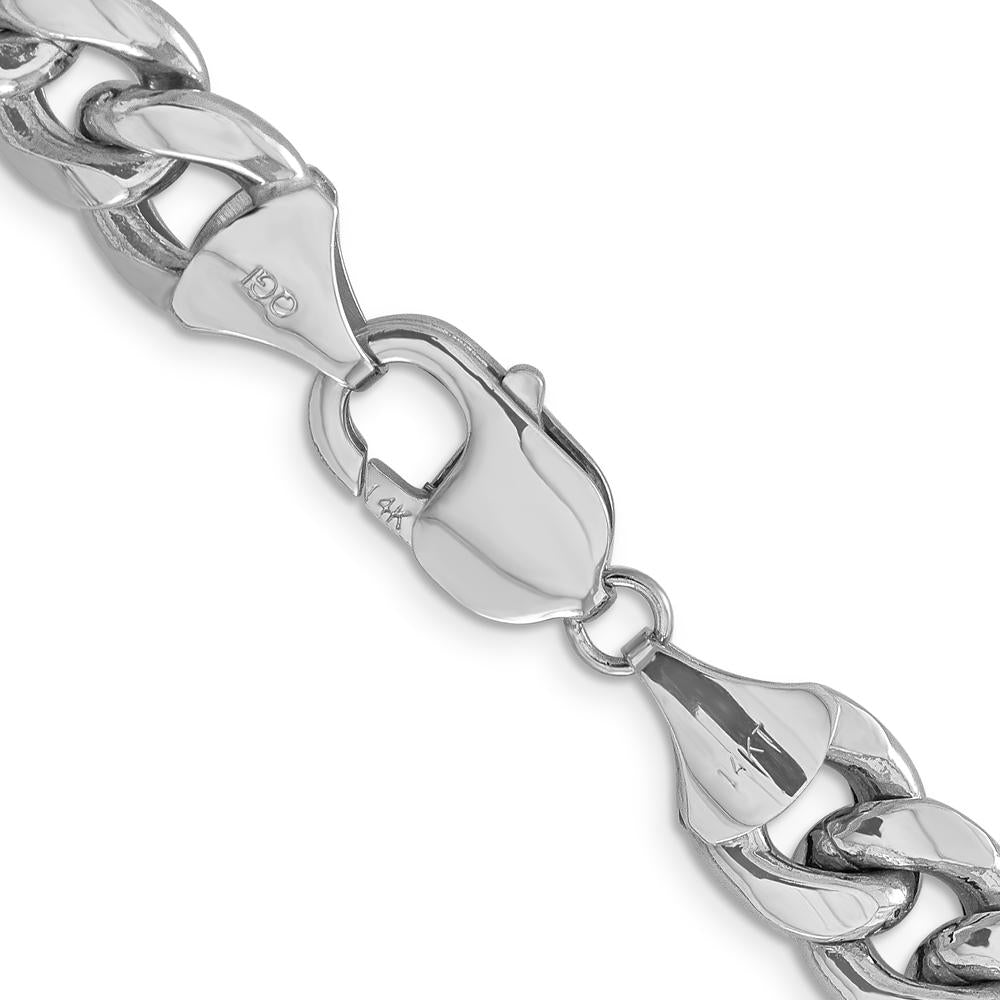 14K White Gold 11mm Semi-Solid Miami Cuban Chain - 24 Inches by Oro Pregiato