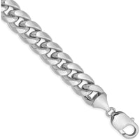 14K White Gold 11mm Semi-Solid Miami Cuban Chain Anklet - Polished Finish by Oro Pregiato