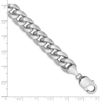 14K White Gold 11mm Semi-Solid Miami Cuban Chain Anklet - Polished Finish by Oro Pregiato