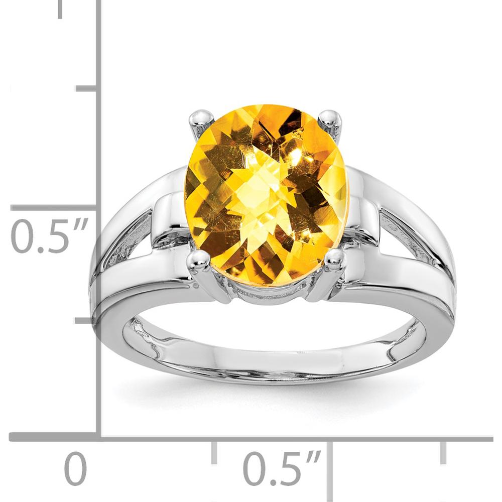14K White Gold 11x9mm Oval Checkerboard Cut Citrine Ring - 3.45 Carat Natural Gemstone by Monteluci Fine Jewelry