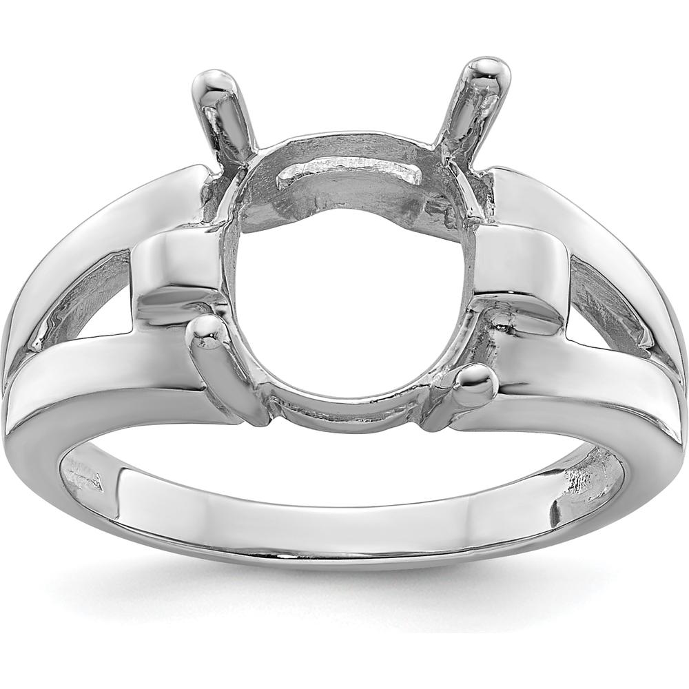 14K White Gold 11x9mm Oval Gemstone Ring Mounting with Tapered Band by Monteluci Fine Jewelry