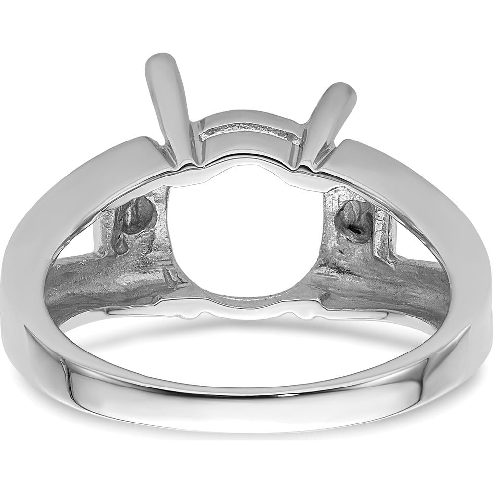 14K White Gold 11x9mm Oval Gemstone Ring Mounting with Tapered Band by Monteluci Fine Jewelry