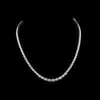 14K White Gold 12.56 Carat Riviera Necklace with East-West Set Oval Lab Diamonds in E-F Color and VS1 Clarity - Covaloro Fine Jewelry