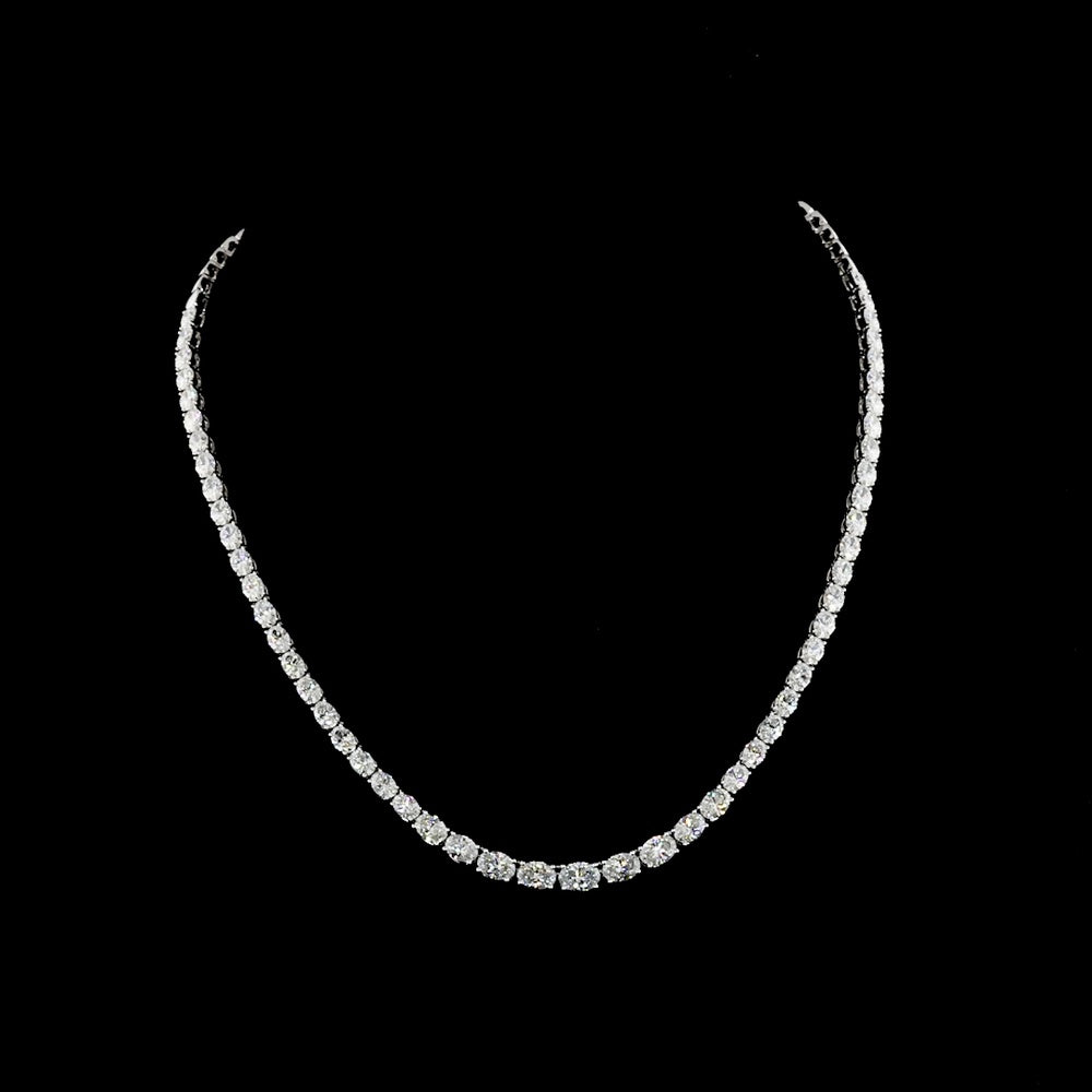 14K White Gold 12.56 Carat Riviera Necklace with East-West Set Oval Lab Diamonds in E-F Color and VS1 Clarity - Covaloro Fine Jewelry