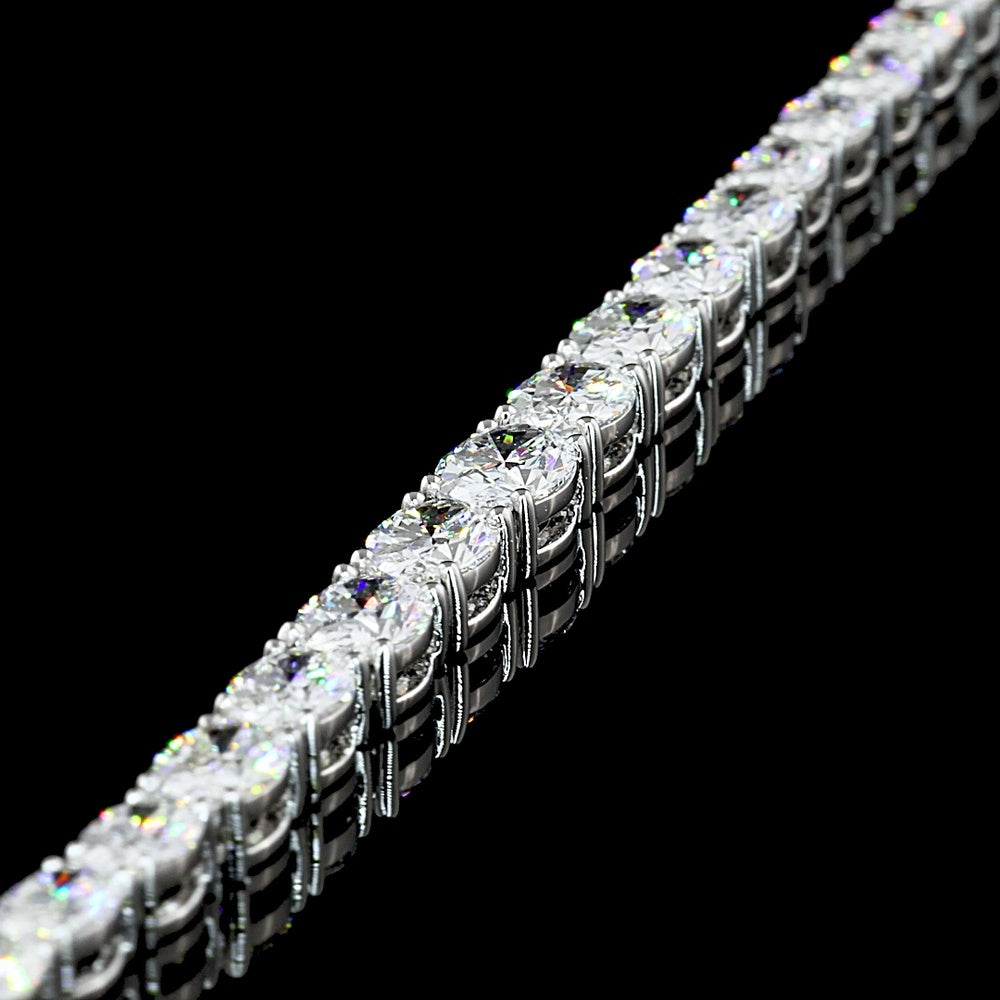 14K White Gold 12.56 Carat Riviera Necklace with East-West Set Oval Lab Diamonds in E-F Color and VS1 Clarity - Covaloro Fine Jewelry