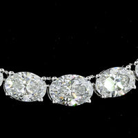 14K White Gold 12.56 Carat Riviera Necklace with East-West Set Oval Lab Diamonds in E-F Color and VS1 Clarity - Covaloro Fine Jewelry