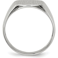 14K White Gold 12.5mm Open Back Signet Ring with Satin Finish and Tapered Band by 0