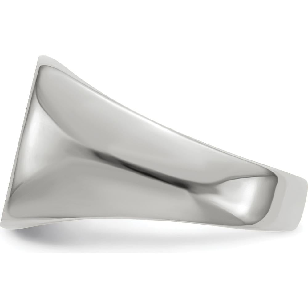 14K White Gold 12.5mm Open Back Signet Ring with Satin Finish and Tapered Band by 0